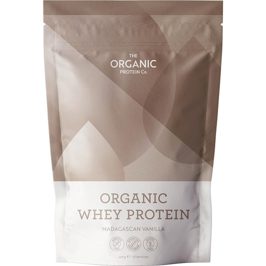 The Organic Protein Co. – Madagascan Vanilla Organic Whey Protein Powder | Additive Free, Undenatured, Bioactive, UPF Free, Emulsifier Free, Primarily Grass Fed, Vegetarian, Gluten Free - 1.2kg